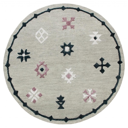 Palacedesigns 7 ft. Round Gray Decorative Charm Area Rug - Gray - 7' PA3670019